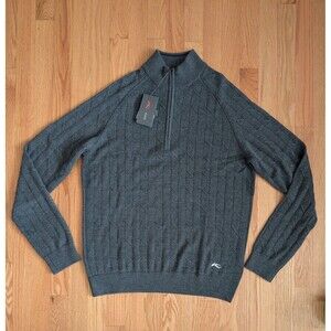 Men's KJUS Cashmere Blend Luxe Sweater 1/4 Zip Golf Steel Grey 52 Large $499 NWT